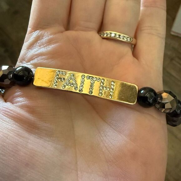 Black Agate Tiger's Eye and Multi Gemstone Set of 2 Faith Adjustable Bracelets - Picture 6 of 6